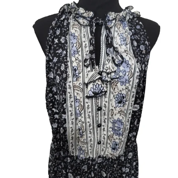 Knox Rose Black Blue White Floral Sleeveless Maxi Dress Sz XXL - Picture 3 of 6